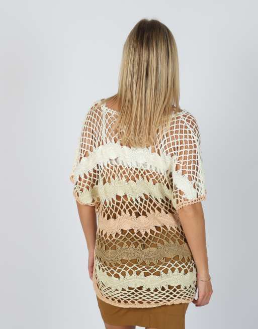 Vintage Unbranded M knitted top in cream, 2 of 4