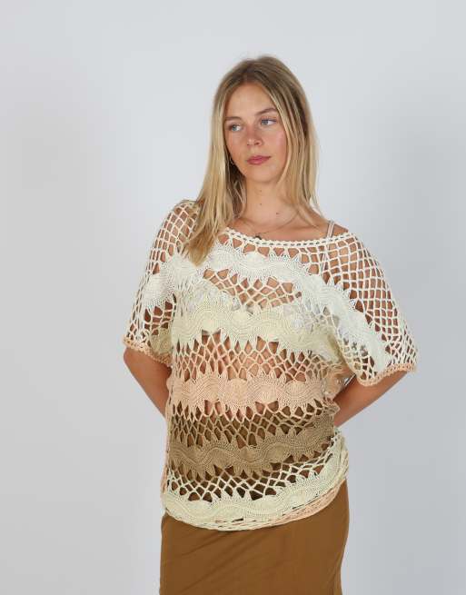 Vintage Unbranded M knitted top in cream, 3 of 4