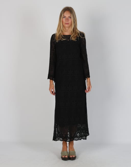 Vintage Unbranded M lace maxi dress in black
