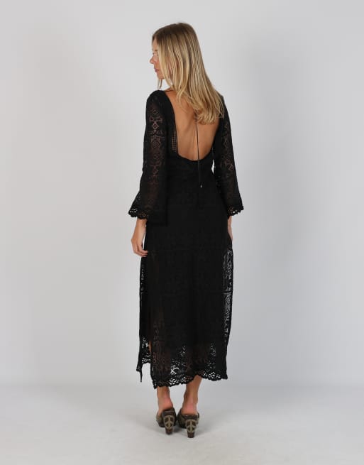 Vintage Unbranded M lace maxi dress in black, 3 of 4