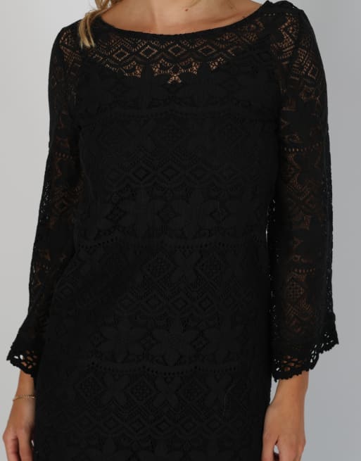 Vintage Unbranded M lace maxi dress in black, 4 of 4