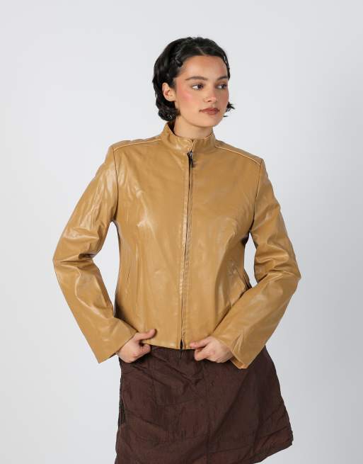 Vintage Unbranded M leather jacket in tan, 1 of 4