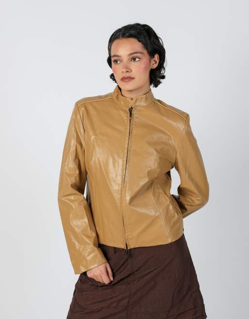 Vintage Unbranded M leather jacket in tan, 3 of 4