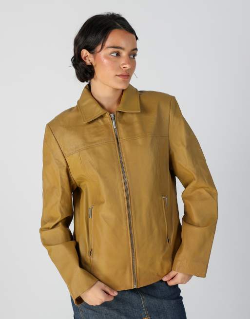 Vintage Unbranded M leather jacket in tan, 3 of 4