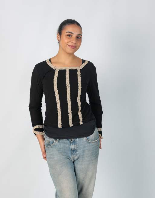 Vintage Unbranded M long sleeve top in black
