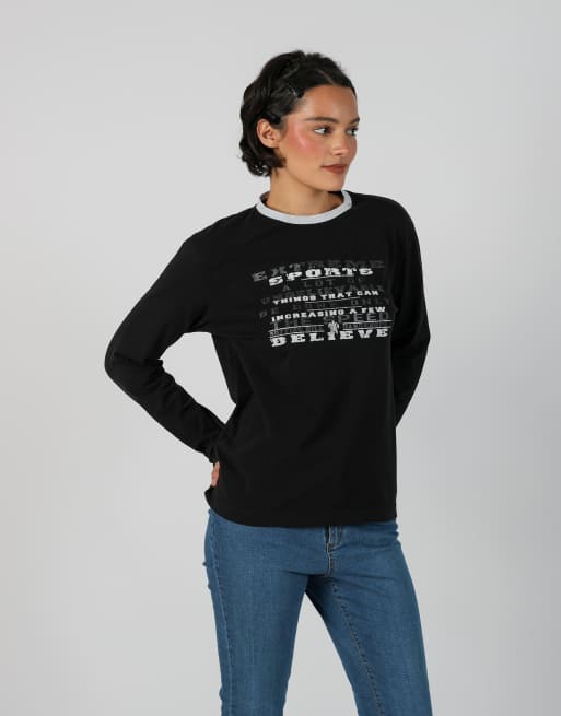 Vintage Unbranded M long sleeve top in black, 1 of 4