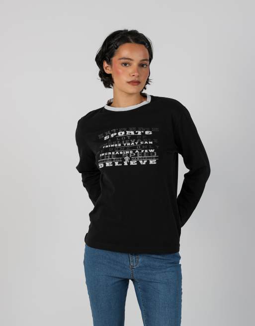 Vintage Unbranded M long sleeve top in black, 3 of 4