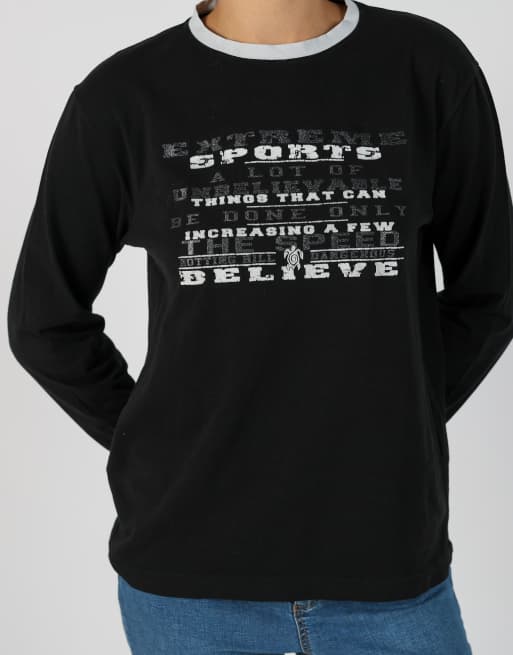 Vintage Unbranded M long sleeve top in black, 4 of 4