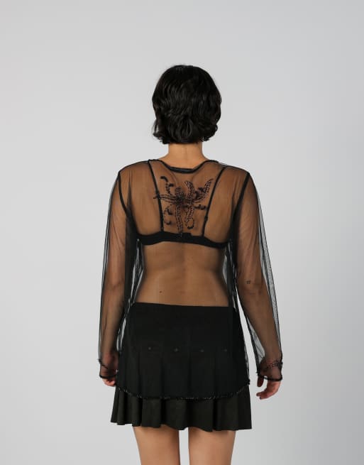 Vintage Unbranded M long sleeve top in black, 4 of 4