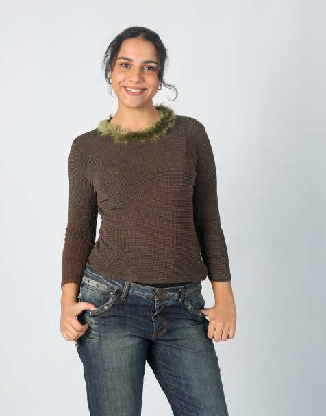 Vintage Unbranded M long sleeve top in brown - view 1