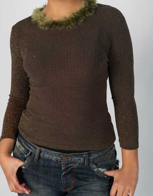 Vintage Unbranded M long sleeve top in brown, 4 of 4