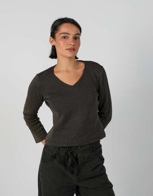 Vintage Unbranded M long sleeve top in gold, 3 of 4