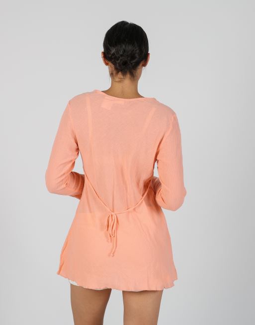 Vintage Unbranded M long sleeve top in peach, 2 of 4