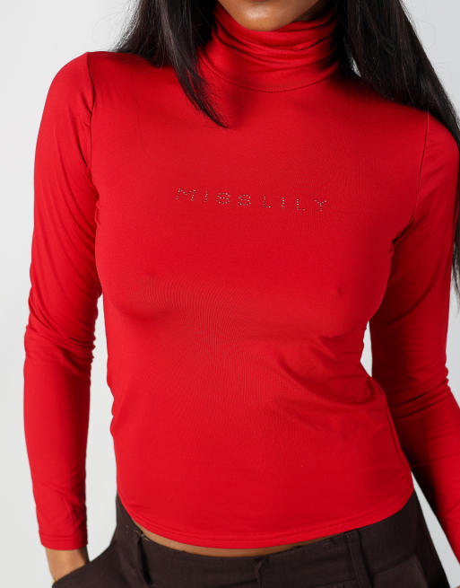 Vintage Unbranded M long sleeve top in red | ASOS