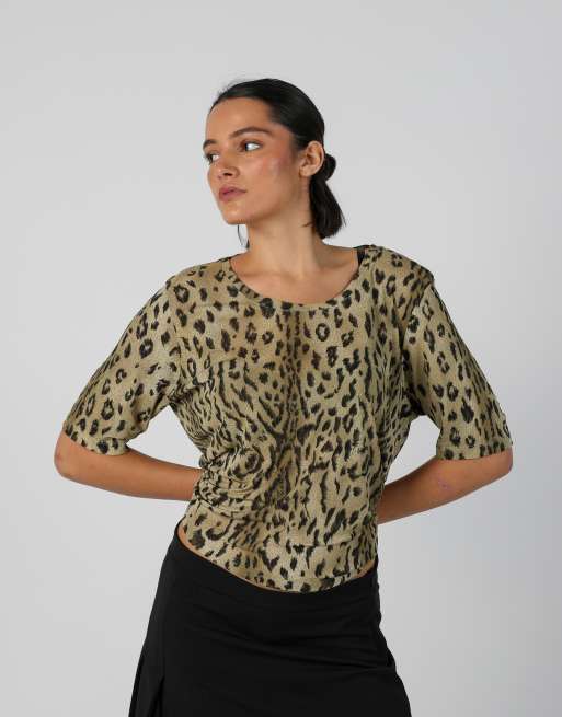 Vintage Unbranded M long sleeve top in tan, 3 of 4