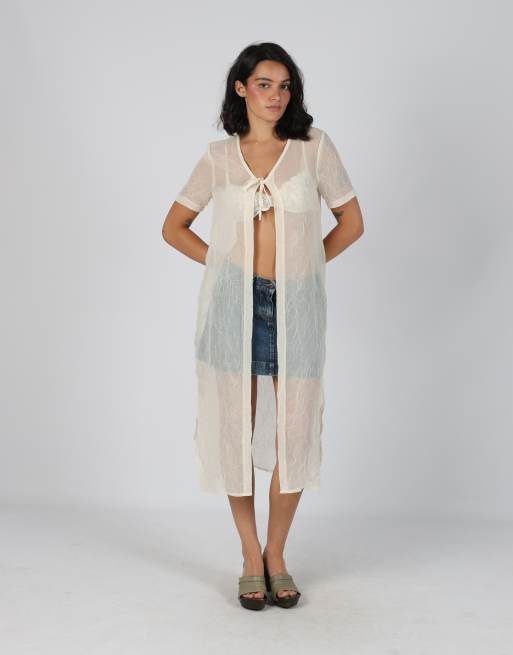 Vintage Unbranded M mesh midi dress in cream