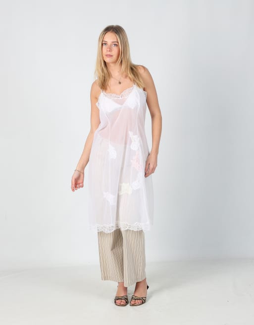 Vintage Unbranded M mesh midi dress in white