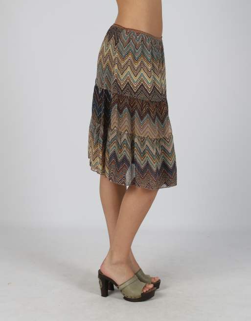 Vintage Unbranded M mesh midi skirt in brown, 2 of 4