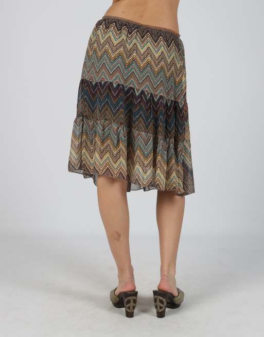 Vintage Unbranded M mesh midi skirt in brown, 4 of 4