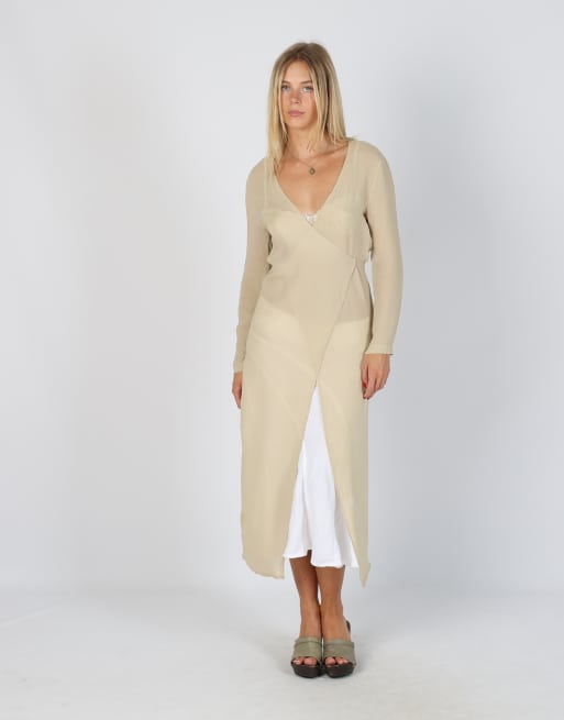 Vintage Unbranded M mesh top in beige