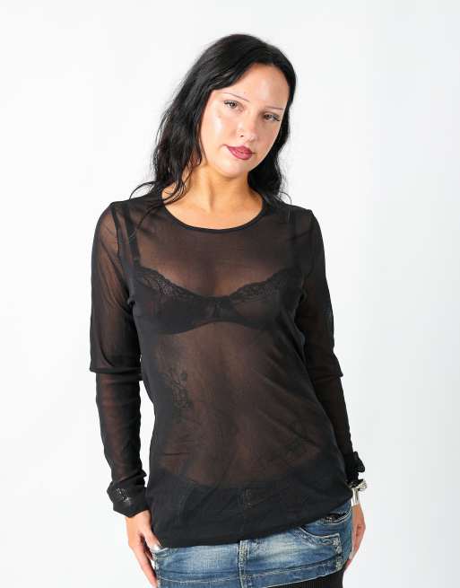 Vintage Unbranded M mesh top in black