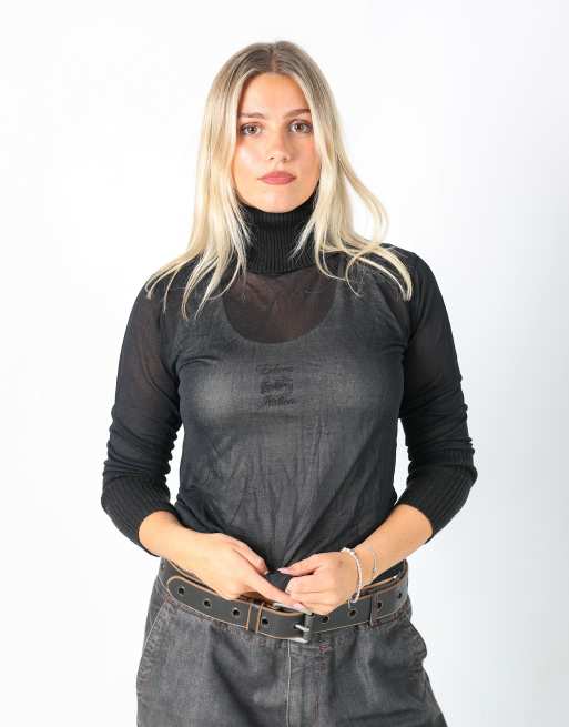 Vintage Unbranded M mesh top in black