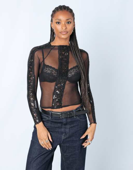 Vintage Unbranded M mesh top in black
