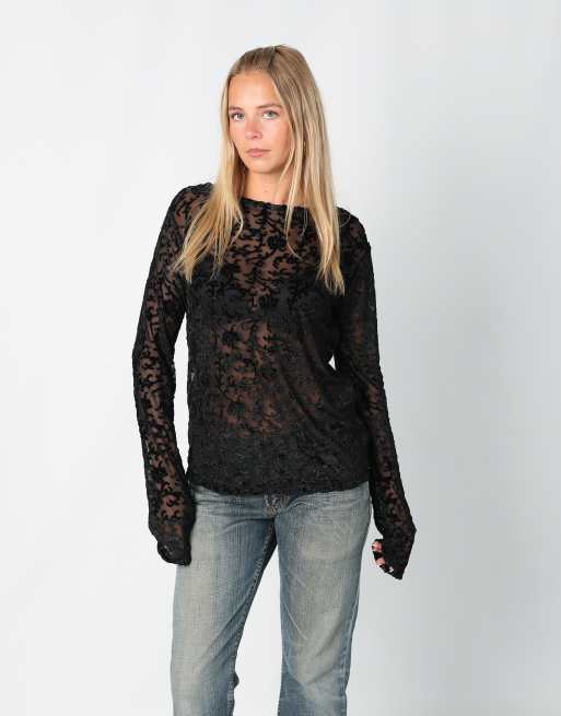 Vintage Unbranded M mesh top in black