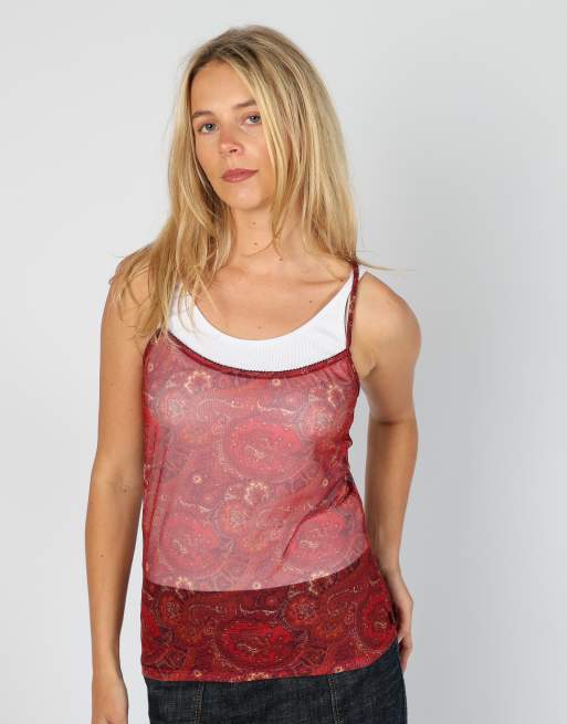 Vintage Unbranded M mesh top in burgundy red