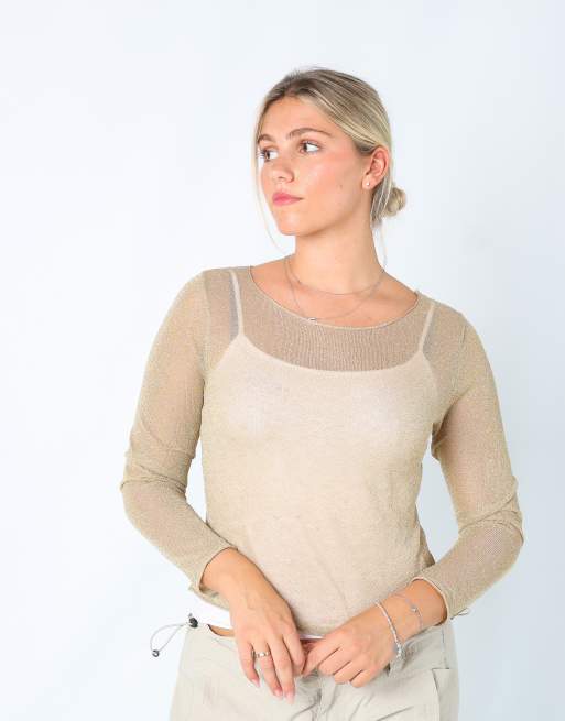 Vintage Unbranded M mesh top in gold