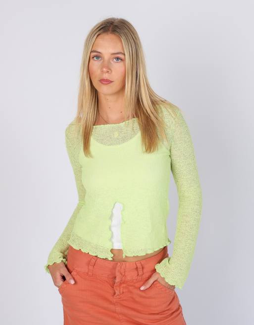 Vintage Unbranded M mesh top in light green