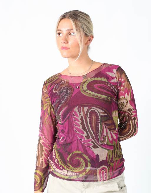 Vintage Unbranded M mesh top in purple