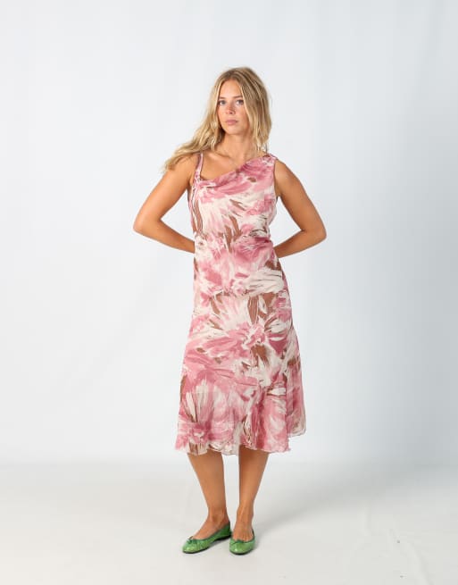 Vintage Unbranded M printed woven maxi dress in baby pink