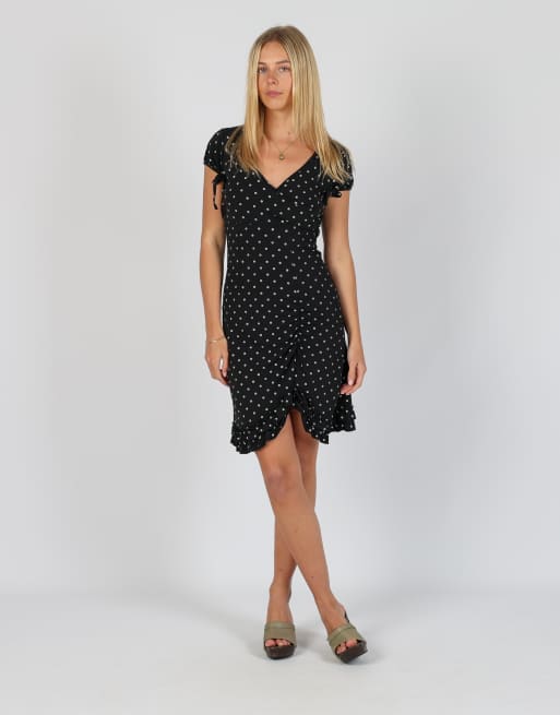 Vintage Unbranded M printed woven midi dress in black