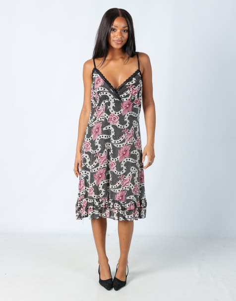 Vintage Unbranded M printed woven midi dress in multi colured - view 1