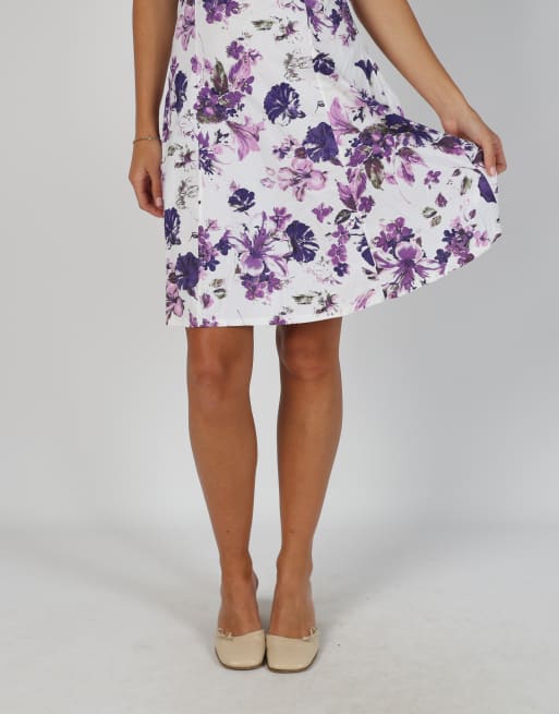 Vintage Unbranded M printed woven midi dress in purple, 2 of 4