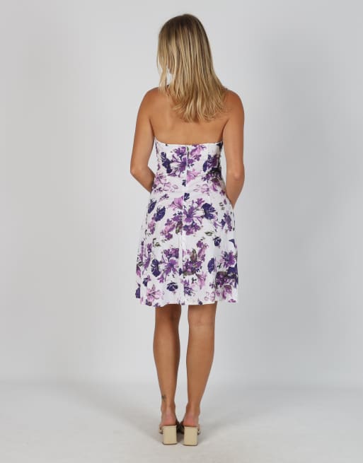Vintage Unbranded M printed woven midi dress in purple, 3 of 4