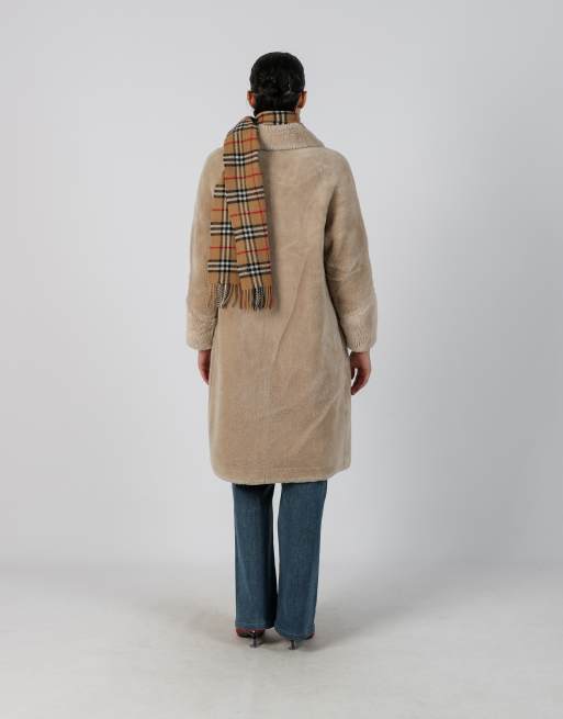 Vintage Unbranded M shearling coat in beige, 3 of 4