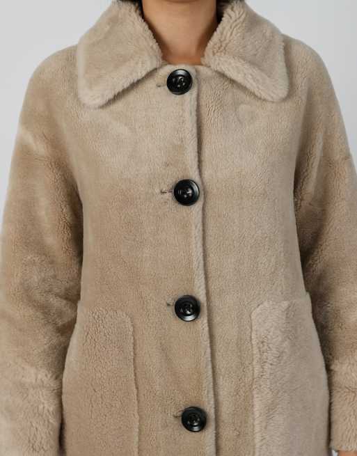 Vintage Unbranded M shearling coat in beige, 4 of 4