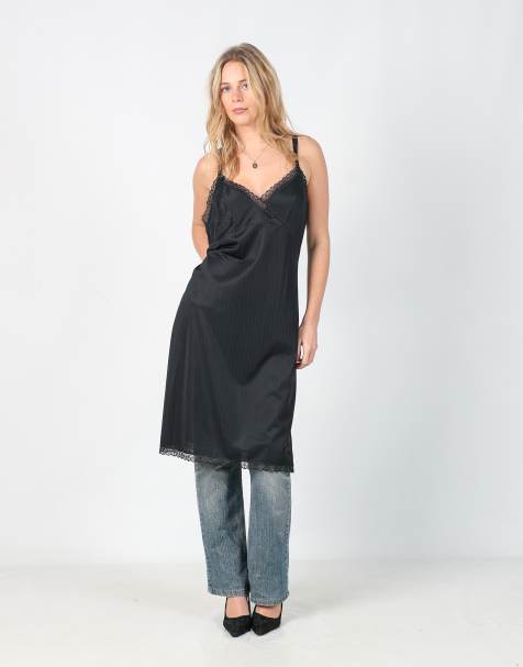 Vintage Unbranded M slip dress in black - view 1