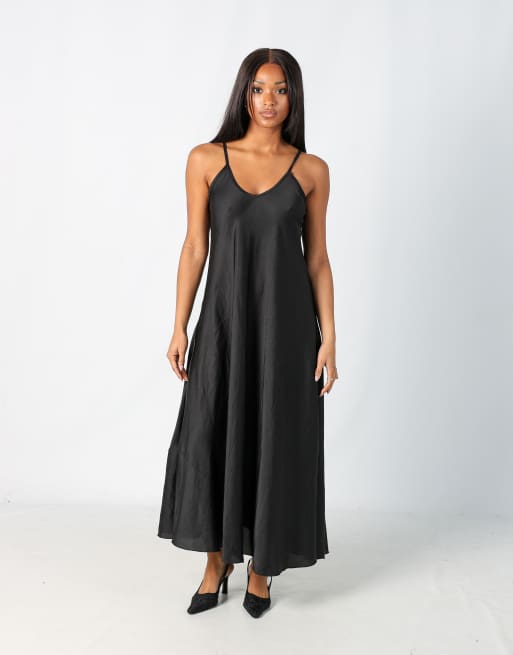 Vintage Unbranded M woven maxi dress in black