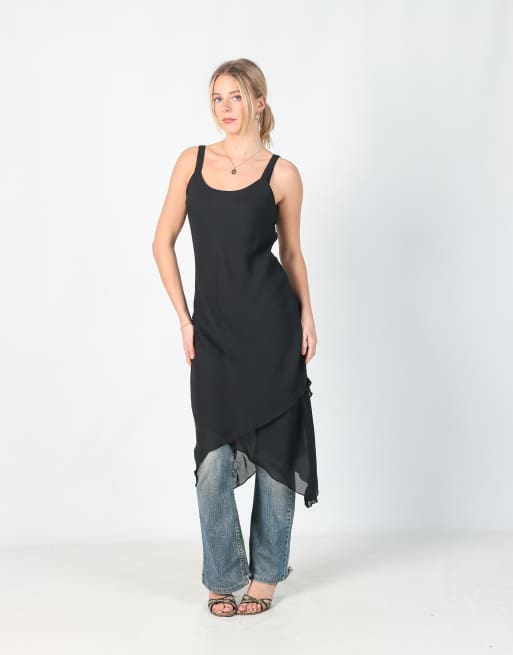 Vintage Unbranded M woven maxi dress in black