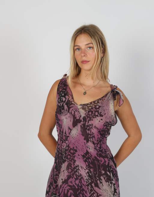 Vintage Unbranded M woven maxi dress in purple, 2 of 4
