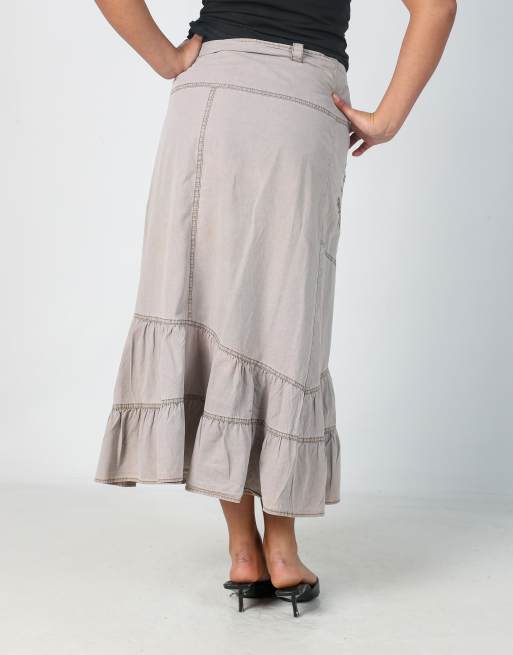 Vintage Unbranded M woven maxi skirt in beige, 2 of 4