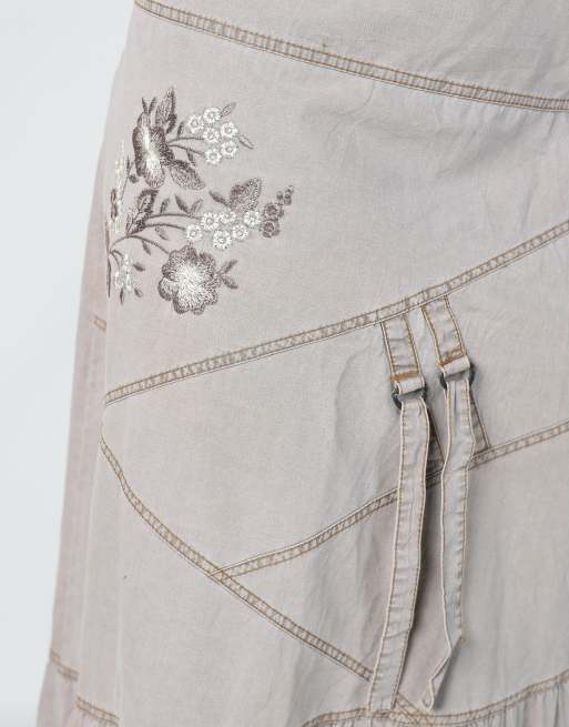 Vintage Unbranded M woven maxi skirt in beige, 4 of 4