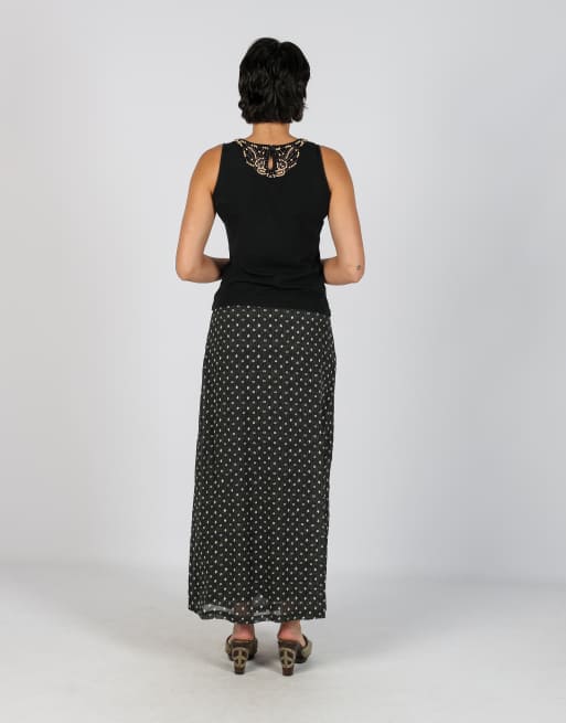 Vintage Unbranded M woven maxi skirt in charcoal grey, 3 of 4