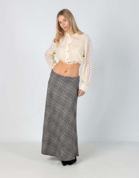 Vintage Unbranded M woven maxi skirt in grey - view 1