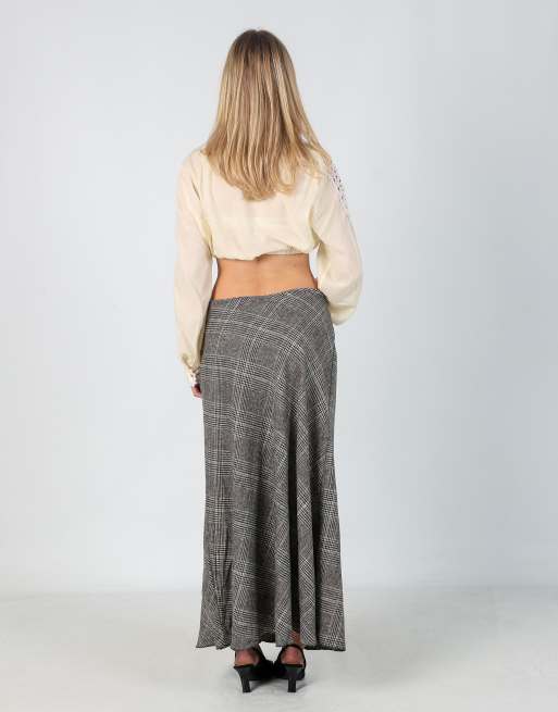 Vintage Unbranded M woven maxi skirt in grey, 3 of 4