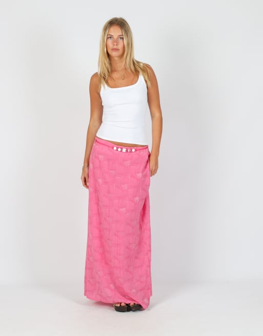 Vintage Unbranded M woven maxi skirt in pink