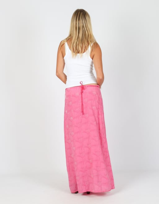 Vintage Unbranded M woven maxi skirt in pink, 3 of 4